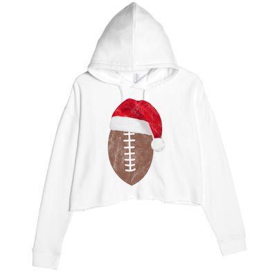 Vintage Santa Football Lover Christmas Crop Fleece Hoodie