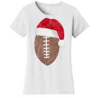 Vintage Santa Football Lover Christmas Women's T-Shirt