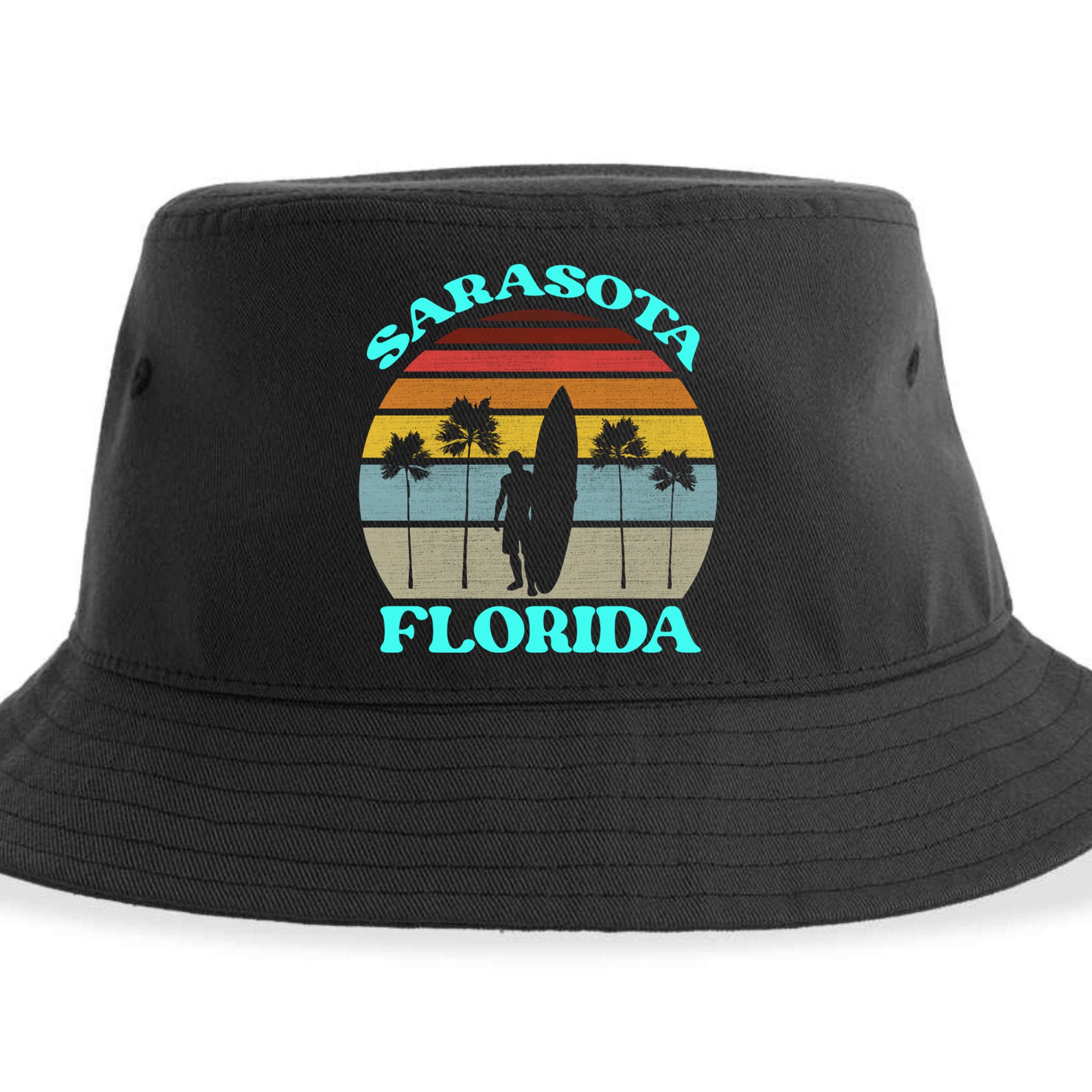 Vintage Sarasota Florida Summer Travel 80s Beach Souvenirs Gift Sustainable Bucket Hat