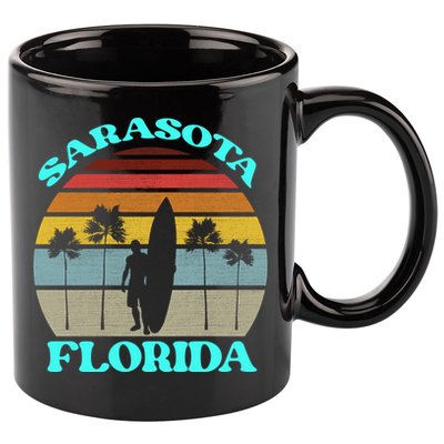 Vintage Sarasota Florida Summer Travel 80s Beach Souvenirs Gift 11oz C Handle Ceramic Mug
