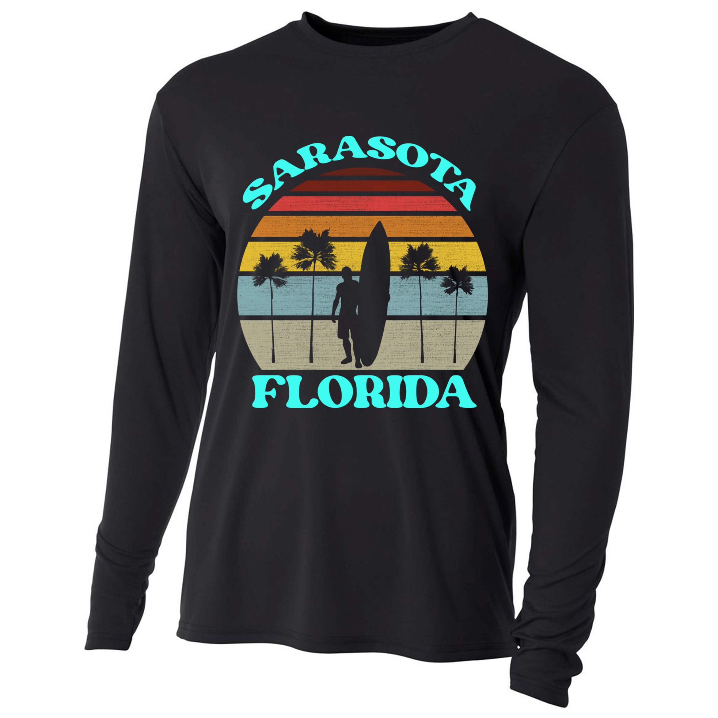Vintage Sarasota Florida Summer Travel 80s Beach Souvenirs Gift Cooling Performance Long Sleeve Crew