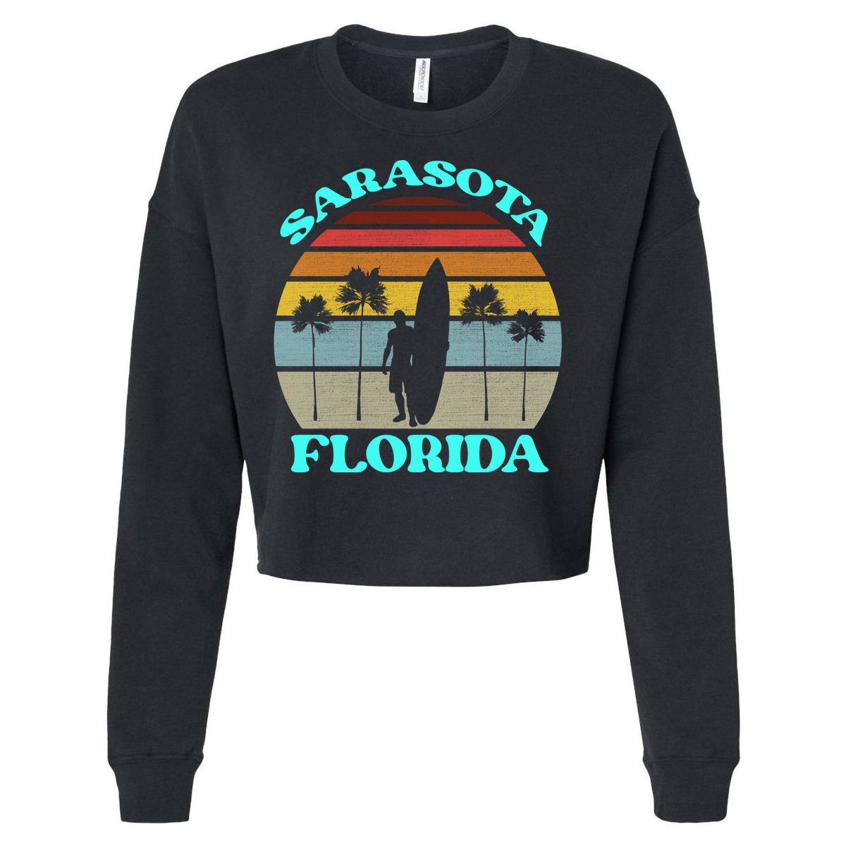 Vintage Sarasota Florida Summer Travel 80s Beach Souvenirs Gift Cropped Pullover Crew