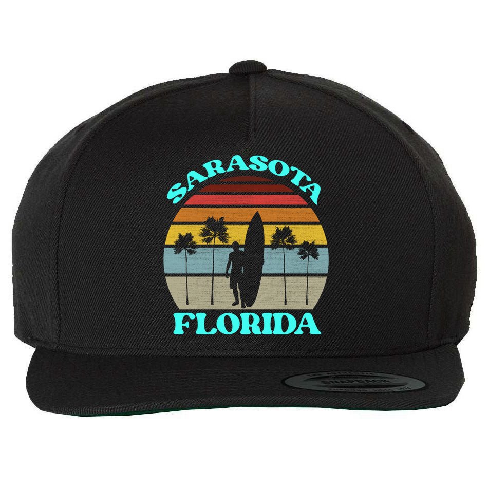 Vintage Sarasota Florida Summer Travel 80s Beach Souvenirs Gift Wool Snapback Cap