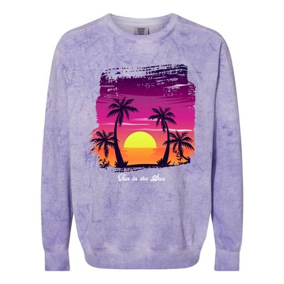 Vintage Sunset Fun In The Sun Summer Beach Funny Gift Colorblast Crewneck Sweatshirt