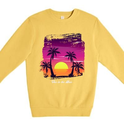 Vintage Sunset Fun In The Sun Summer Beach Funny Gift Premium Crewneck Sweatshirt