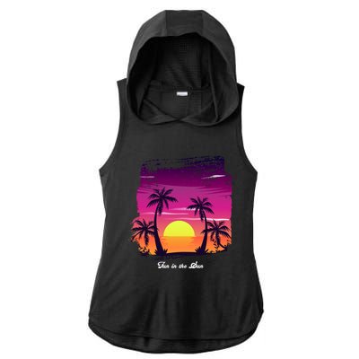 Vintage Sunset Fun In The Sun Summer Beach Funny Gift Ladies PosiCharge Tri-Blend Wicking Draft Hoodie Tank