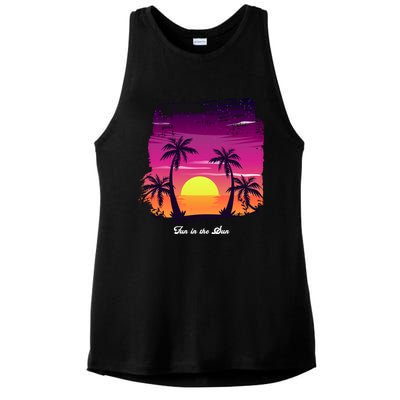 Vintage Sunset Fun In The Sun Summer Beach Funny Gift Ladies PosiCharge Tri-Blend Wicking Tank