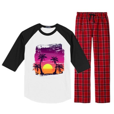 Vintage Sunset Fun In The Sun Summer Beach Funny Gift Raglan Sleeve Pajama Set