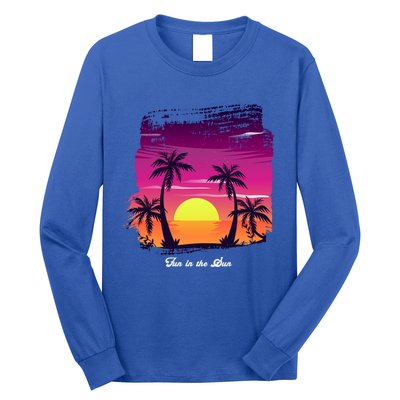 Vintage Sunset Fun In The Sun Summer Beach Funny Gift Long Sleeve Shirt