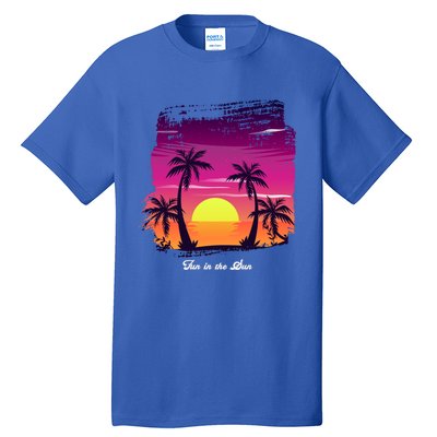 Vintage Sunset Fun In The Sun Summer Beach Funny Gift Tall T-Shirt