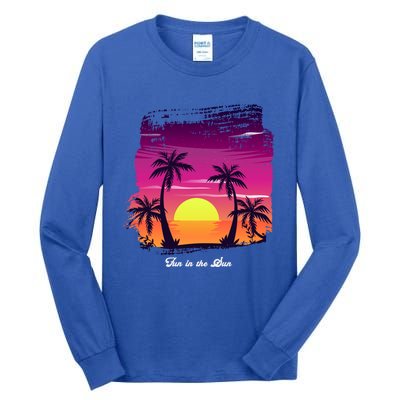 Vintage Sunset Fun In The Sun Summer Beach Funny Gift Tall Long Sleeve T-Shirt