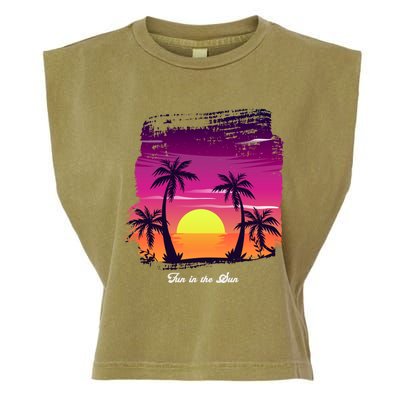 Vintage Sunset Fun In The Sun Summer Beach Funny Gift Garment-Dyed Women's Muscle Tee