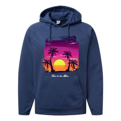 Vintage Sunset Fun In The Sun Summer Beach Funny Gift Performance Fleece Hoodie