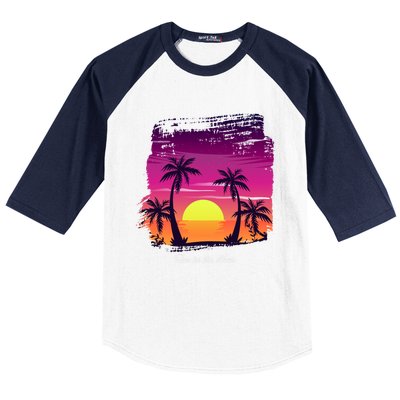 Vintage Sunset Fun In The Sun Summer Beach Funny Gift Baseball Sleeve Shirt