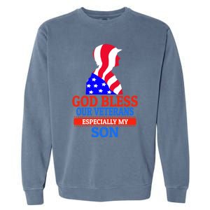 Veteran Son For Proud Dad Mom Mother Father Cool Gift Garment-Dyed Sweatshirt