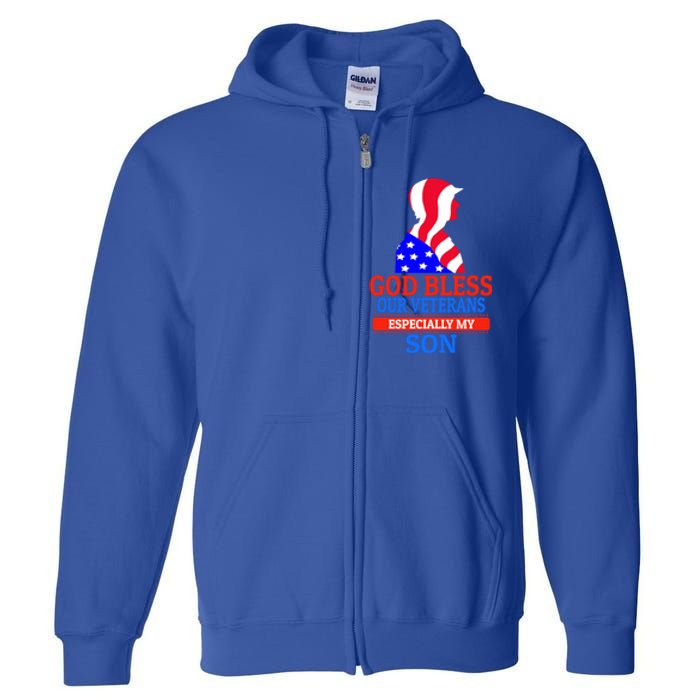 Veteran Son For Proud Dad Mom Mother Father Cool Gift Full Zip Hoodie