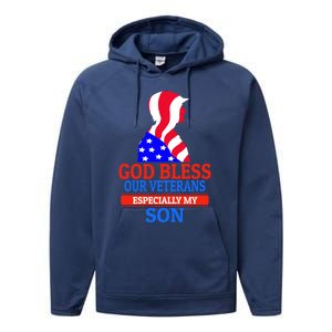 Veteran Son For Proud Dad Mom Mother Father Cool Gift Performance Fleece Hoodie