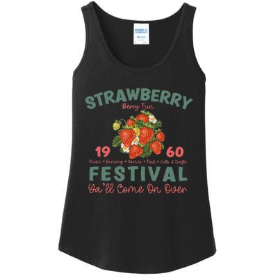 Vintage Strawberry Festival A Berry Good Times Garden Ladies Essential Tank