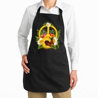 Vintage Sunflower Floral Butterfly Ladybug Peace Sign Apron