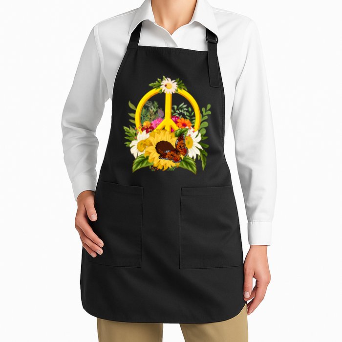 Vintage Sunflower Floral Butterfly Ladybug Peace Sign Apron