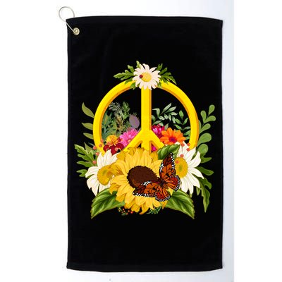Vintage Sunflower Floral Butterfly Ladybug Peace Sign Golf Towel
