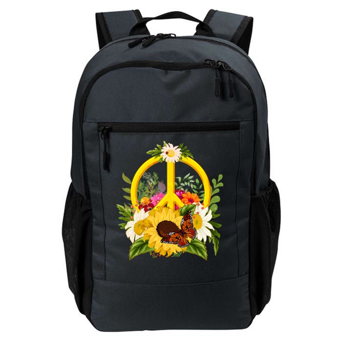 Vintage Sunflower Floral Butterfly Ladybug Peace Sign Daily Commute Backpack