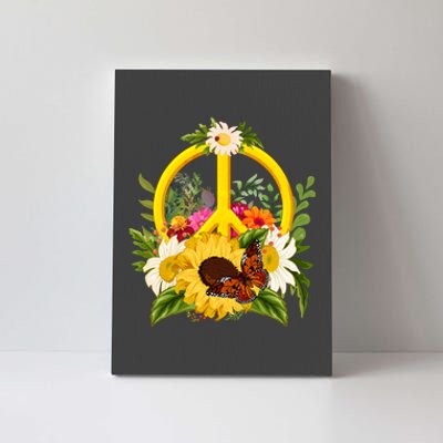 Vintage Sunflower Floral Butterfly Ladybug Peace Sign Canvas