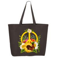 Vintage Sunflower Floral Butterfly Ladybug Peace Sign 25L Jumbo Tote