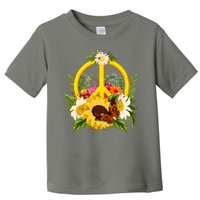 Vintage Sunflower Floral Butterfly Ladybug Peace Sign Toddler T-Shirt