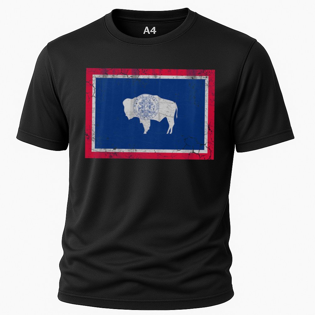Vintage State Flag Of Wyoming Cooling Performance Crew T-Shirt