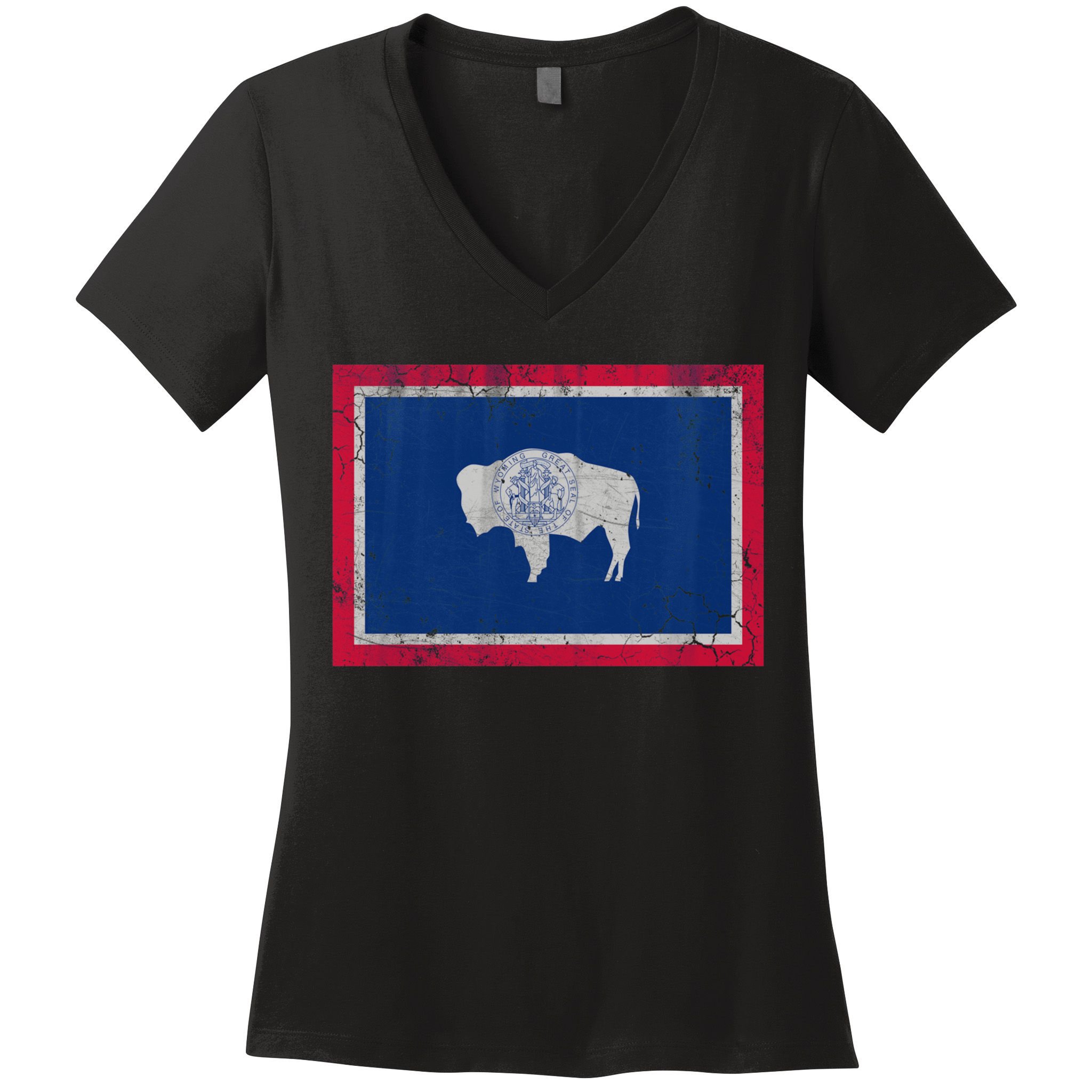 Vintage State Flag Of Wyoming Women's V-Neck T-Shirt