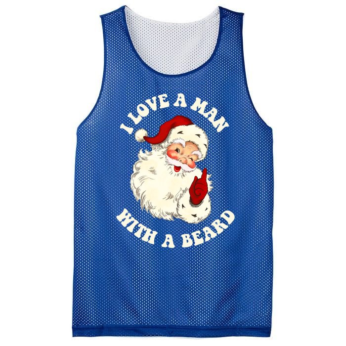 Vintage Santa Fun Retro I Love A With A Beard Christmas Funny Gift Mesh Reversible Basketball Jersey Tank