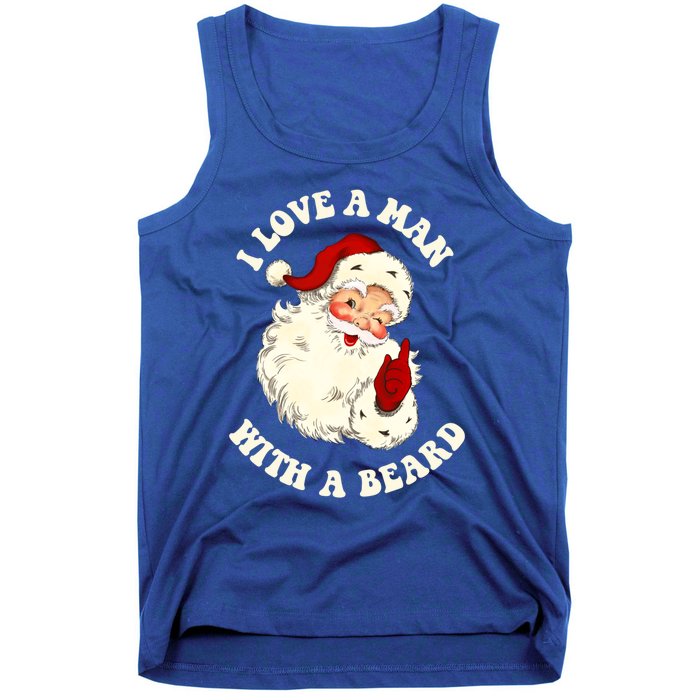 Vintage Santa Fun Retro I Love A With A Beard Christmas Funny Gift Tank Top