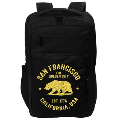 Vintage San Francisco Retro California Bear Travel Souvenir Impact Tech Backpack