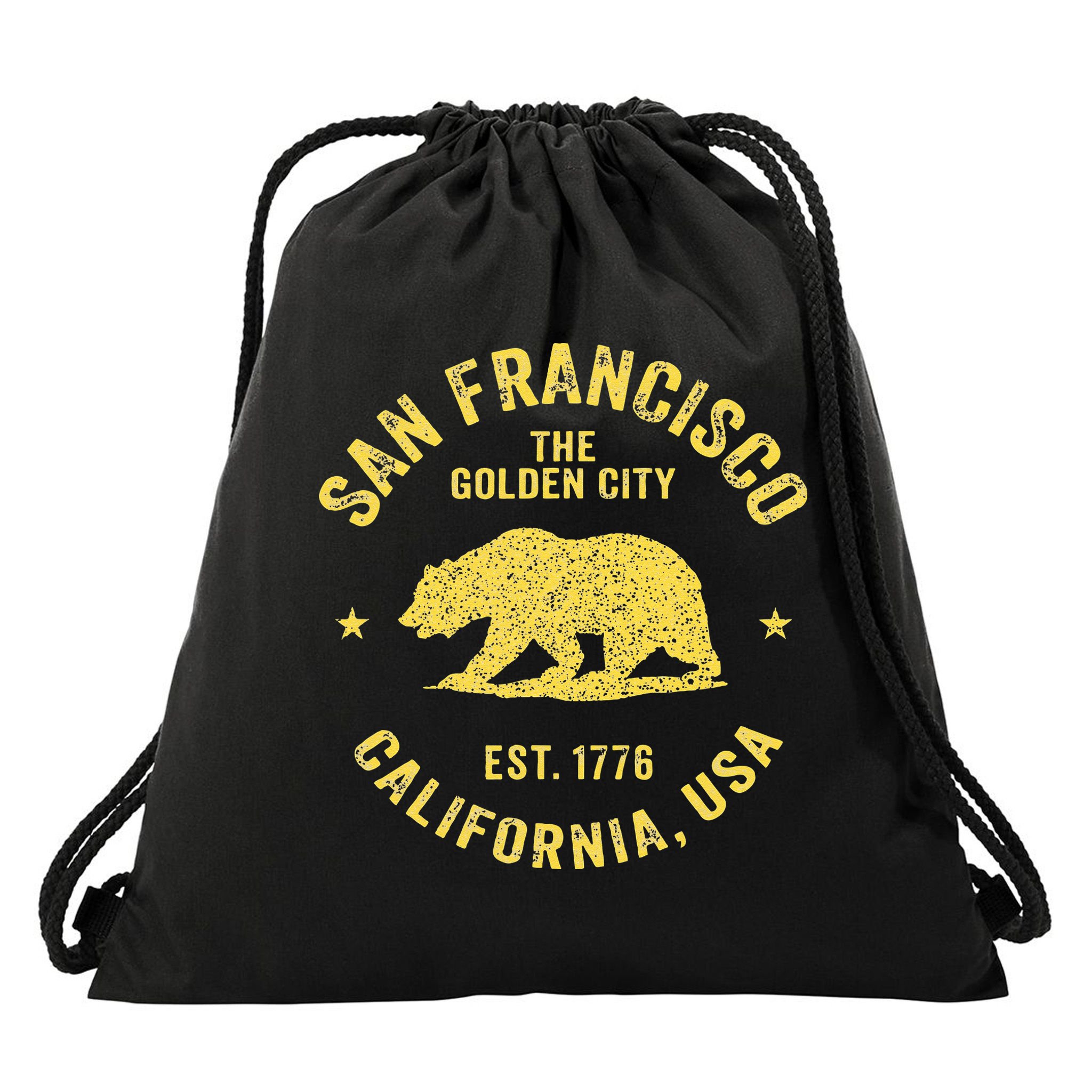 Vintage San Francisco Retro California Bear Travel Souvenir Drawstring Bag