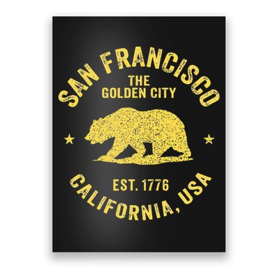 Vintage San Francisco Retro California Bear Travel Souvenir Poster
