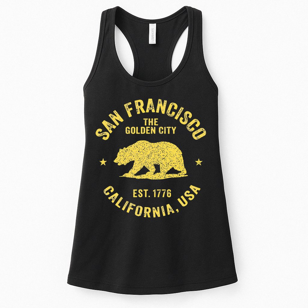 Vintage San Francisco Retro California Bear Travel Souvenir Womens Tank Top