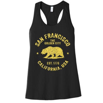 Vintage San Francisco Retro California Bear Travel Souvenir Women's Racerback Tank