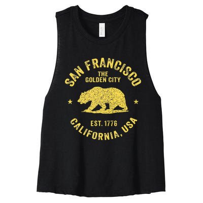 Vintage San Francisco Retro California Bear Travel Souvenir Women's Racerback Cropped Tank