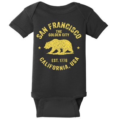Vintage San Francisco Retro California Bear Travel Souvenir Baby Bodysuit