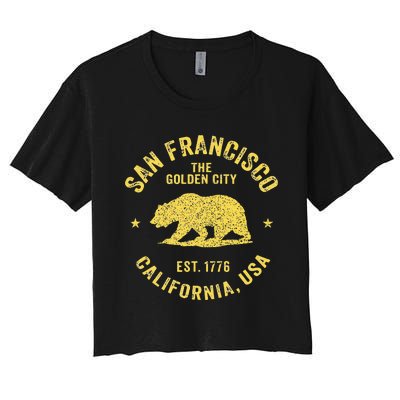 Vintage San Francisco Retro California Bear Travel Souvenir Women's Crop Top Tee