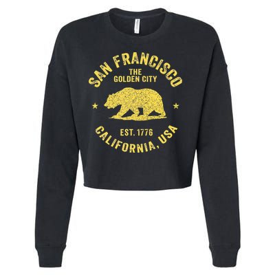 Vintage San Francisco Retro California Bear Travel Souvenir Cropped Pullover Crew