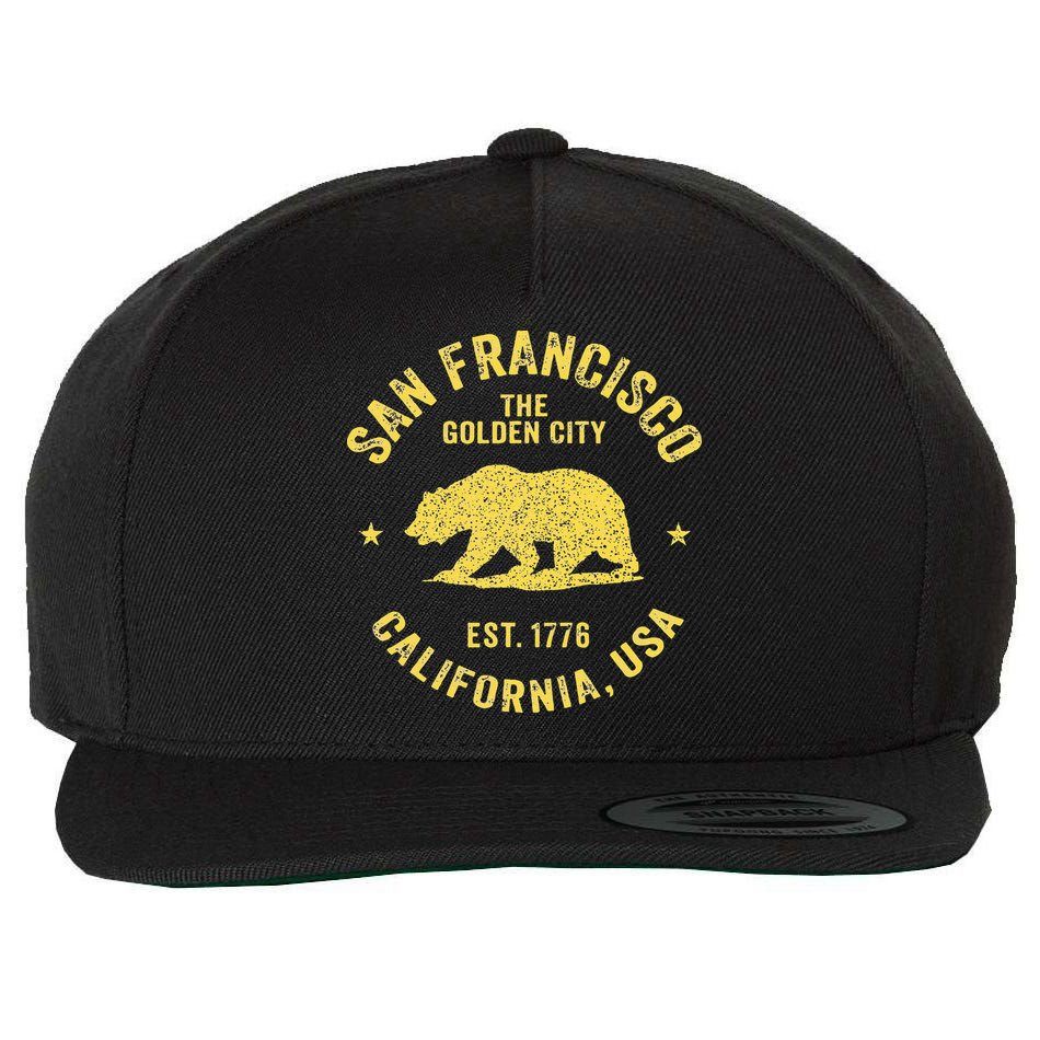 Vintage San Francisco Retro California Bear Travel Souvenir Wool Snapback Cap