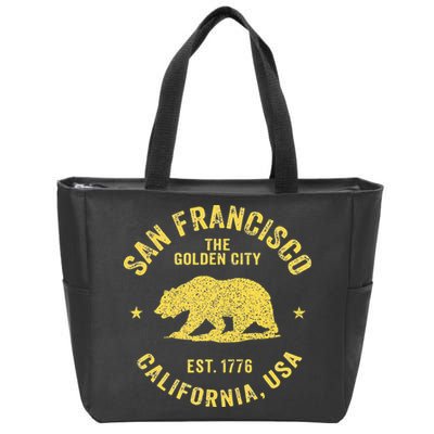 Vintage San Francisco Retro California Bear Travel Souvenir Zip Tote Bag