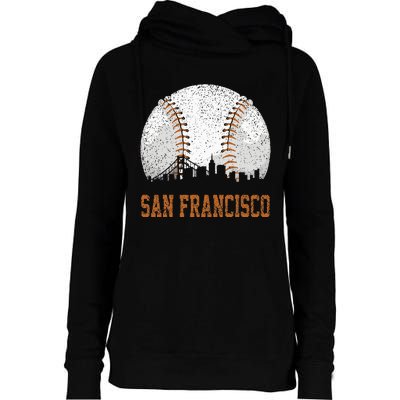 Vintage San Francisco Cityscape Baseball Lover Player Fans Womens Funnel Neck Pullover Hood