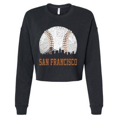 Vintage San Francisco Cityscape Baseball Lover Player Fans Cropped Pullover Crew