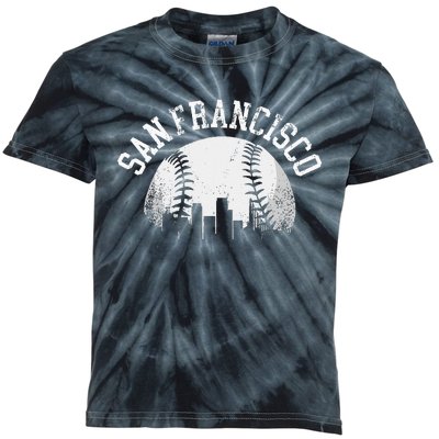 Vintage San Francisco Baseball Skyline Retro California SF Kids Tie-Dye T-Shirt