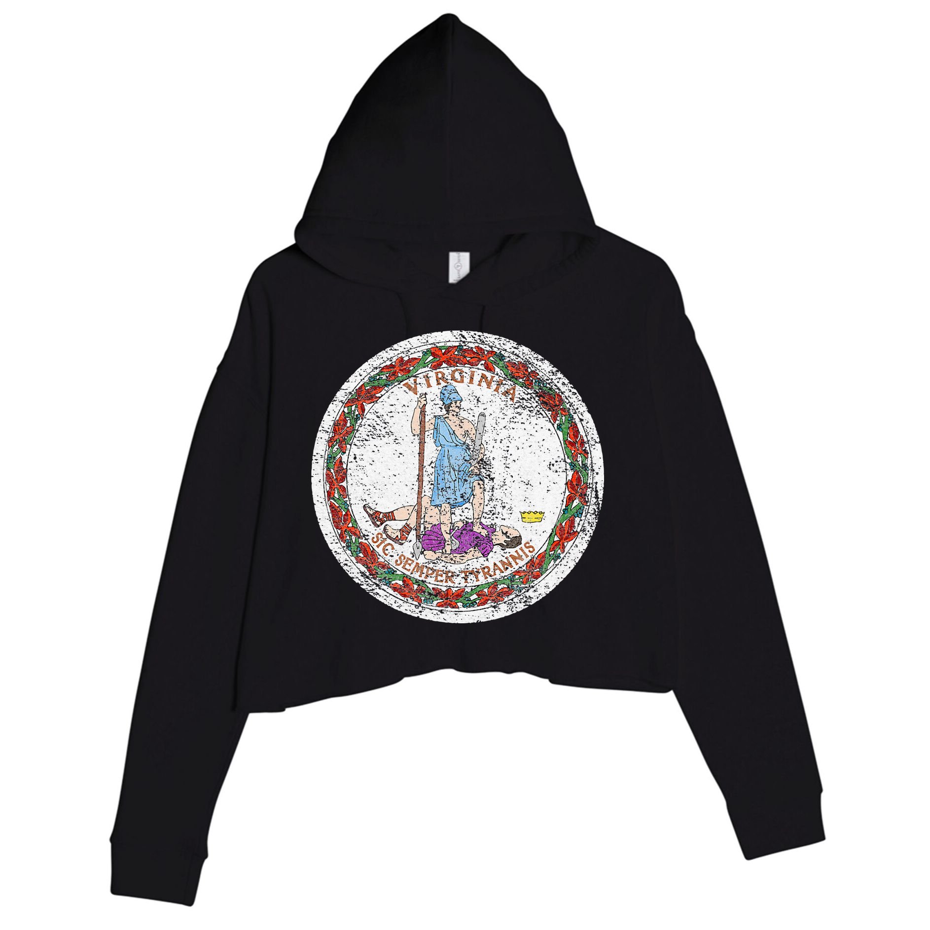 VIRGINIA STATE FLAG SEAL RICHMOND NORFOLK Crop Fleece Hoodie