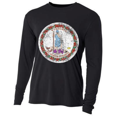 VIRGINIA STATE FLAG SEAL RICHMOND NORFOLK Cooling Performance Long Sleeve Crew
