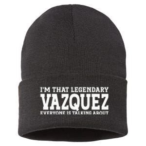 Vazquez Surname Funny Team Family Last Name Vazquez Sustainable Knit Beanie